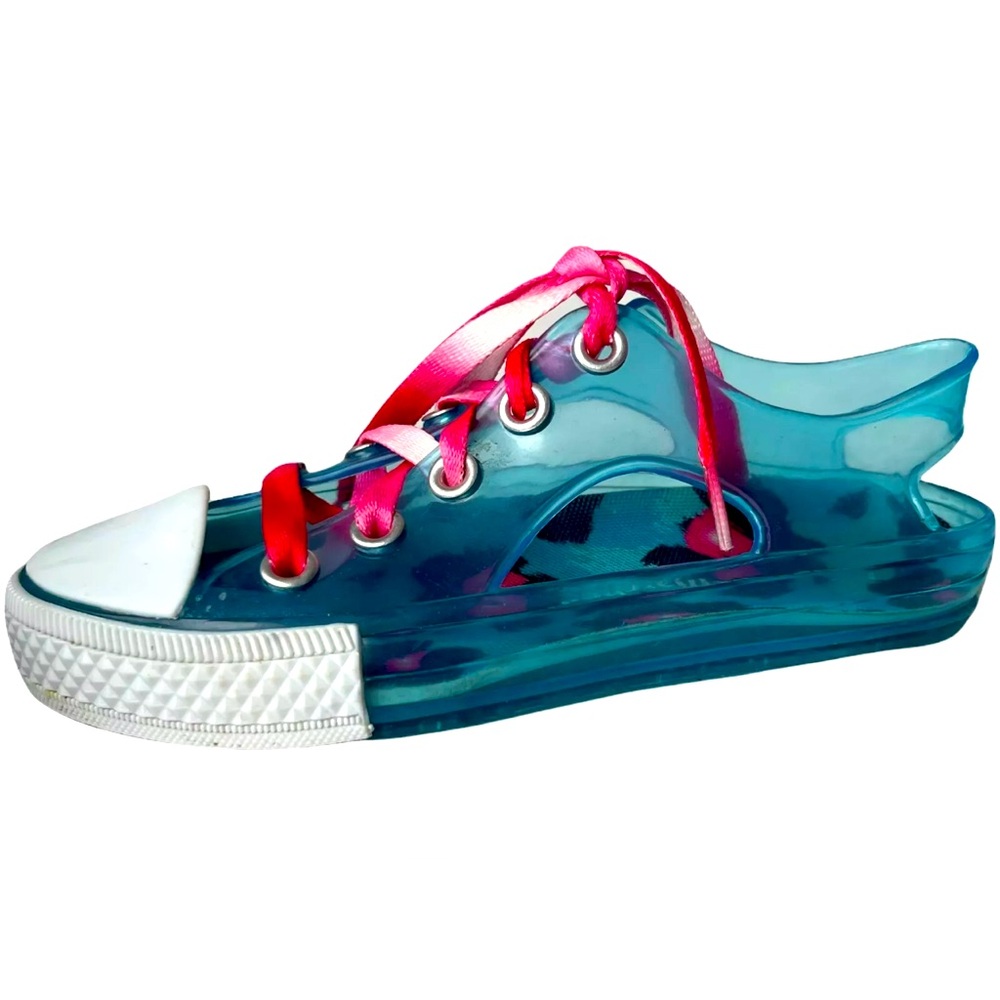 NWT Little MissMatched Sneakers Girls size 32 Blue Jelly Cutout TieDye Pink Lace